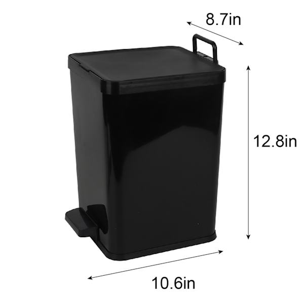 Black Step Trash Can with Removable Inner, 8.5L