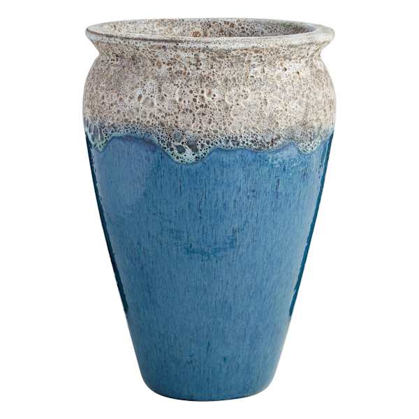Acadia Petrol Blue Ceramic Outdoor Planter, Medium