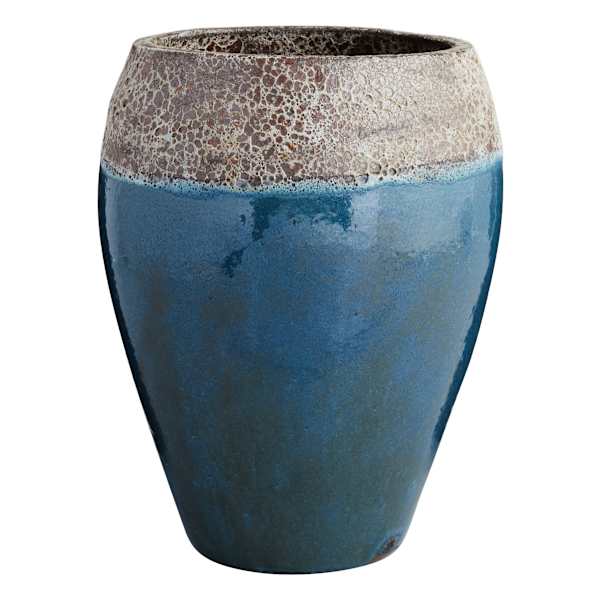Acadia Petrol Blue Urn Ceramic Outdoor Planter, Medium