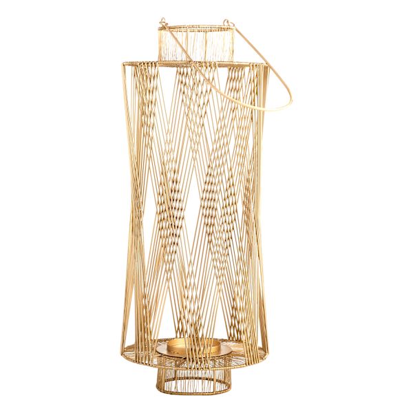 Oversized Round Gold Wire Floor Lantern, 30"