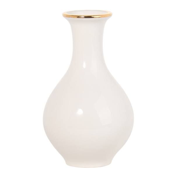 Providence White & Gold Electroplated Ceramic Vase, 6"