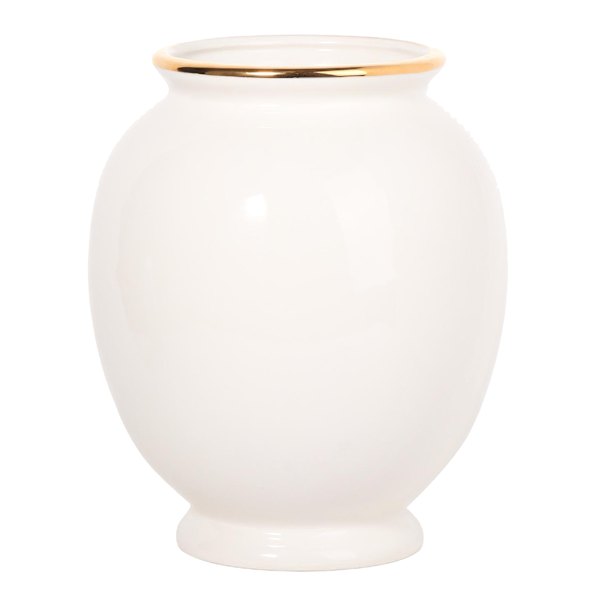 Providence White & Gold Ceramic Vase, 7"