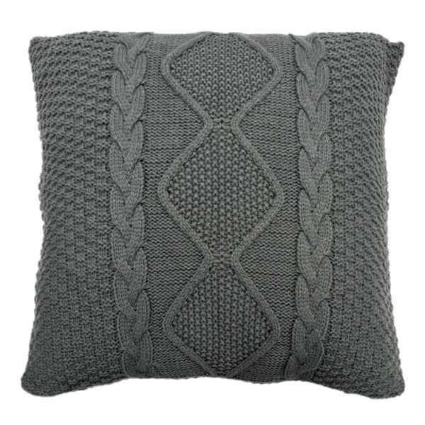 Honeybloom Dark Grey Knitted Throw Pillow, 24"