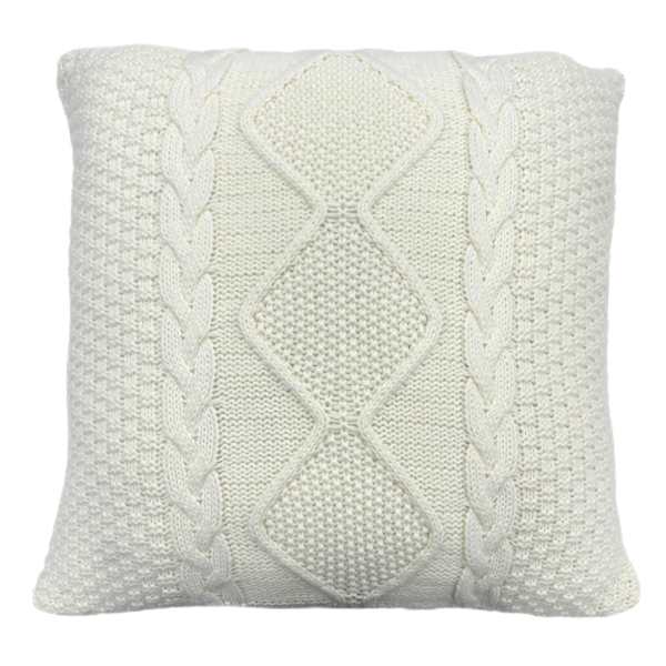 Honeybloom Cream Knitted Throw Pillow, 24"