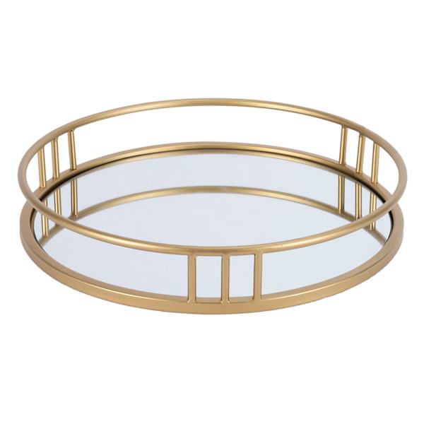 Tracey Boyd Gold Metal Decorative Tray, 14"