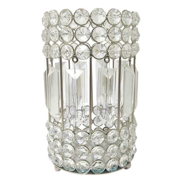 Silver Crystal Votive Holder, 7"
