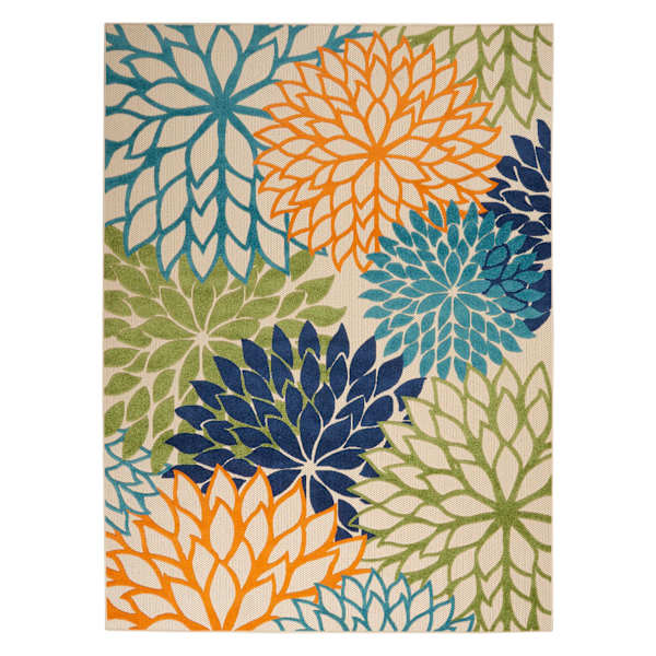 (E520) Multicolor Aloha Floral Outdoor Area Rug, 5x8