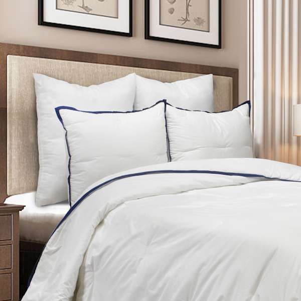 Providence 3-Piece White Cotton Hotel Border Comforter Set, King