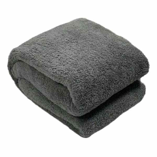 Dark Grey Sherpa Bed Blanket, King