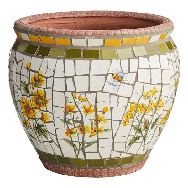 Honeybloom Mosaic Ceramic Outdoor Planter, Large