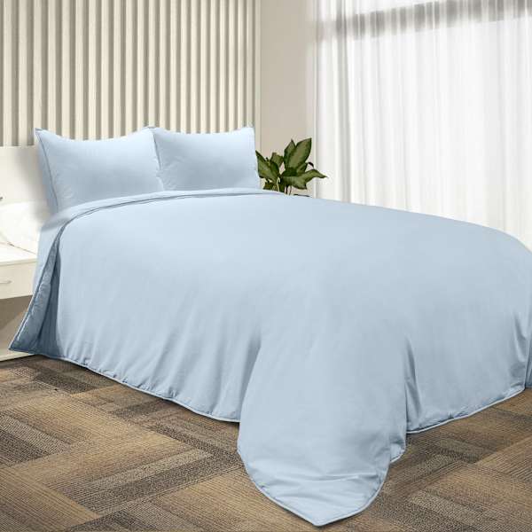 Providence 3-Piece Blue Washed Cotton Percale Comforter Set, King