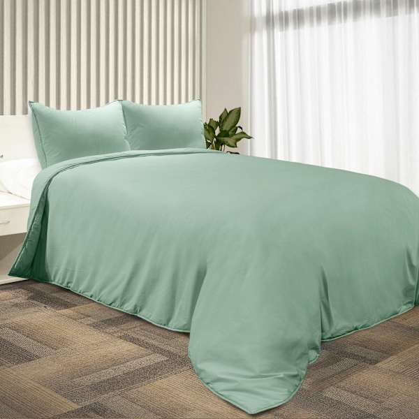 Providence 3-Piece Green Washed Cotton Percale Comforter Set, King