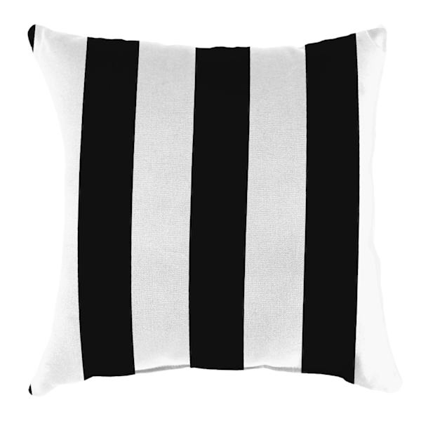 Providence Black Awning Stripe Oversized Square Outdoor Throw Pillow, 20"