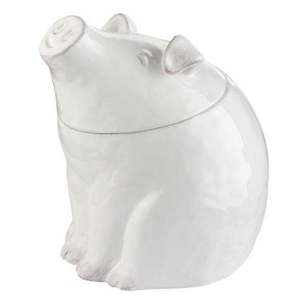 White Ceramic Pig Cookie Jar