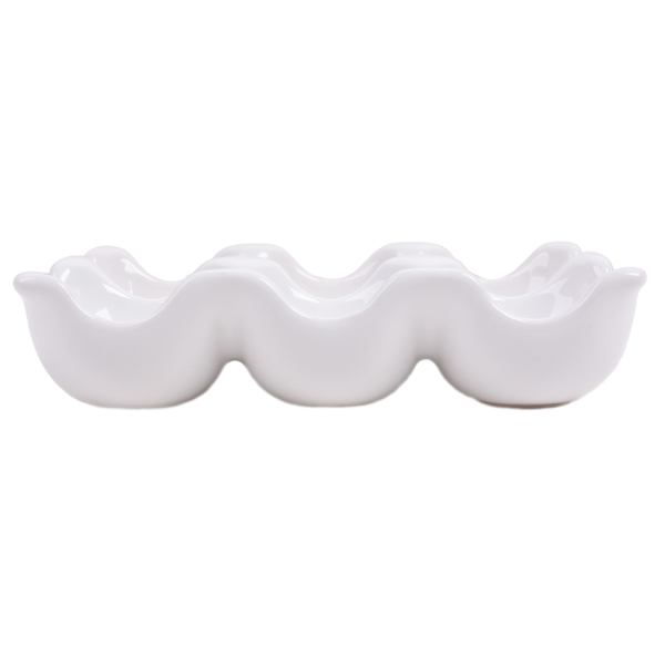 White Stoneware 6-Egg Holder