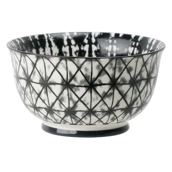 Black & White Batik Printed Stoneware Bowl, 6"