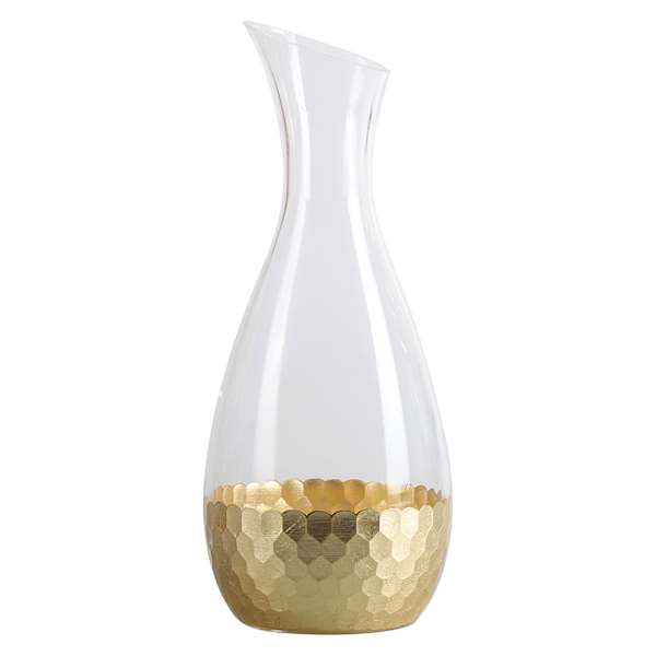 Found & Fable Glass Pitcher with Hammered Gold Base