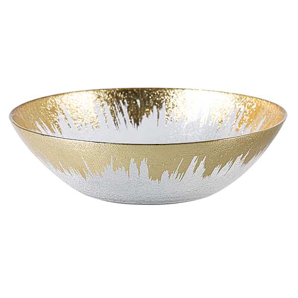 Prosecco Gold Foiled Rim Glass Bowl, 10"