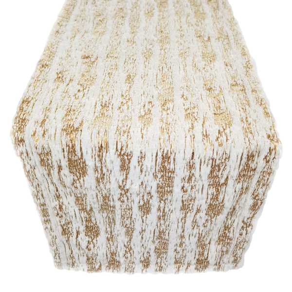 Gold Foiled Faux Fur Table Runner, 72"