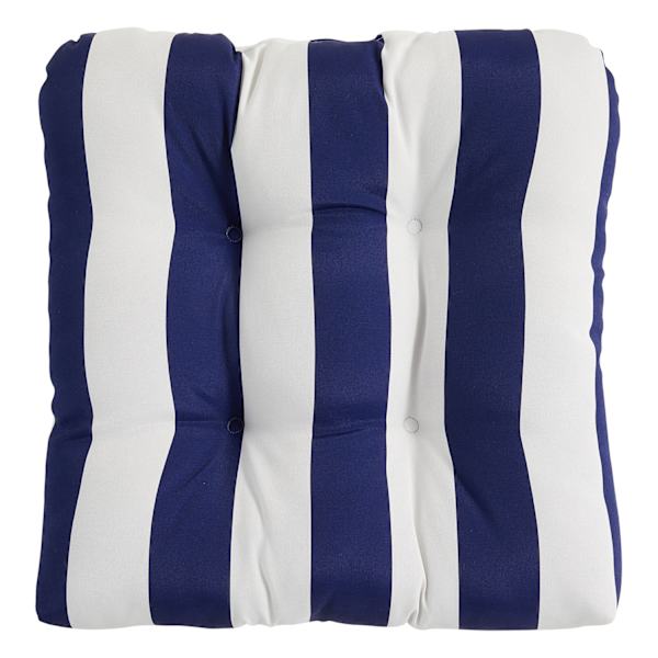 Providence Navy Blue Awning Stripe Outdoor Wicker Seat Cushion
