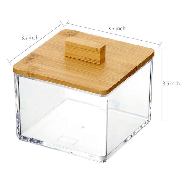 Bamboo Lid Square Clear Cosmetic Organizer