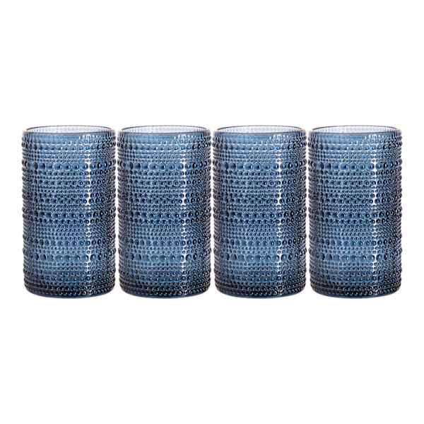 Set of 4 Navy Blue Spectra Highball Glasses, 15oz