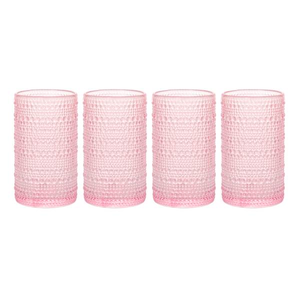 Set of 4 Blush Pink Spectra Highball Glasses, 15oz