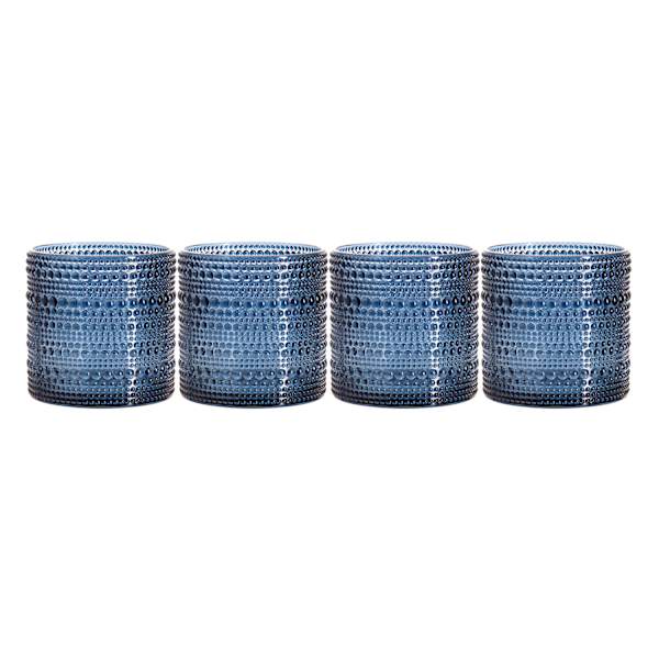 Set of 4 Navy Blue Spectra Double Old Fashioned Glasses, 13oz