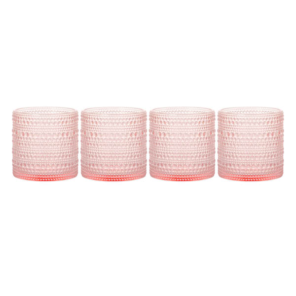 Set of 4 Blush Pink Spectra Double Old Fashioned Glasses, 13oz