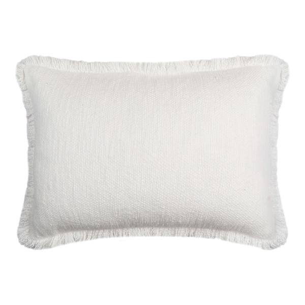 Found & Fable Solid White Woven Throw Pillow with Fringe, 14x20