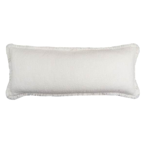 Found & Fable Solid White Woven Throw Pillow with Fringe, 14x36