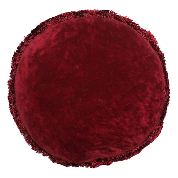 Providence Burgundy Round Throw Pillow with Fringe, 16"