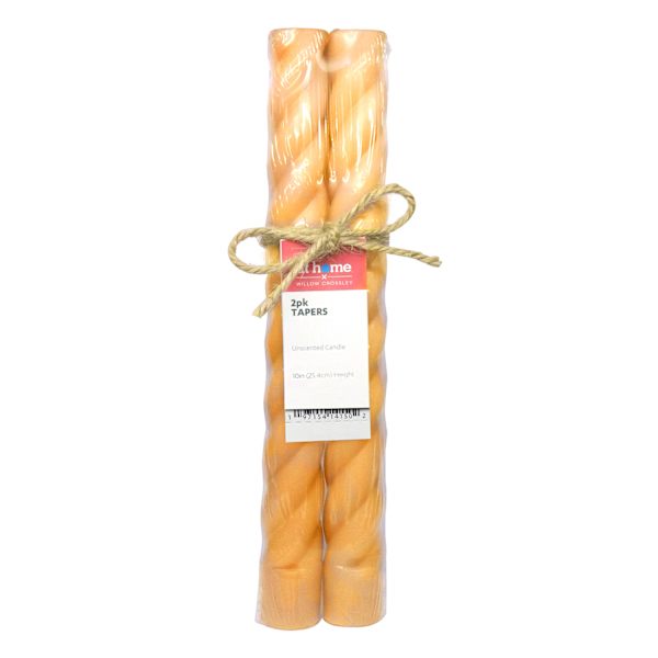 Willow Crossley Yellow Twisted Taper Candles, 10"