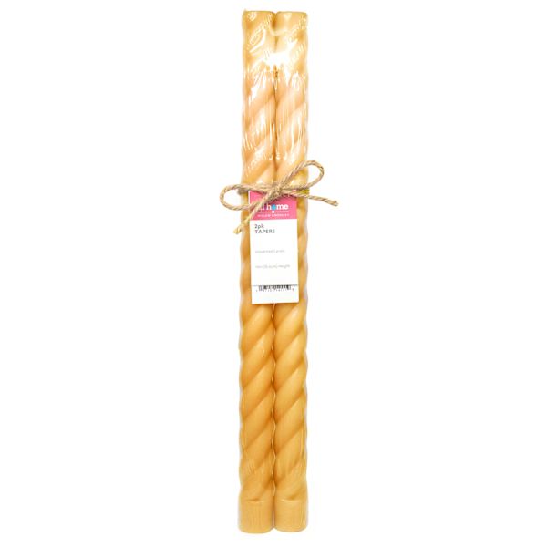 Willow Crossley Yellow Twisted Taper Candles, 14"