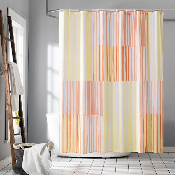 13-Piece Lane Yellow Multi Stripe Shower Curtain Set, 70x72