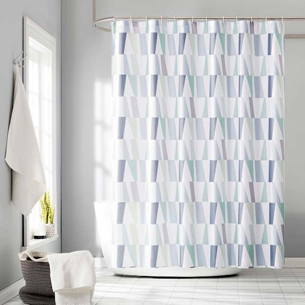 13-Piece Libra Chambray Geometric Shower Curtain Set, 70x72