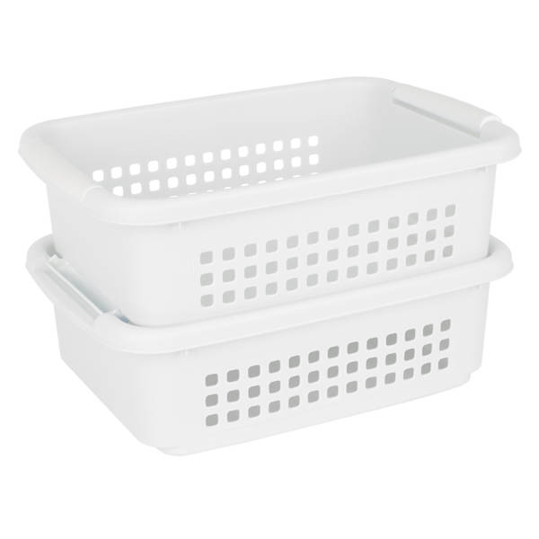 2-Pack White Stacked Nest Storage Basket, Medium