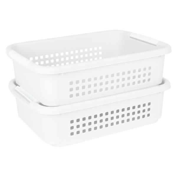 2-Pack White Stacked Nest Storage Basket, Large