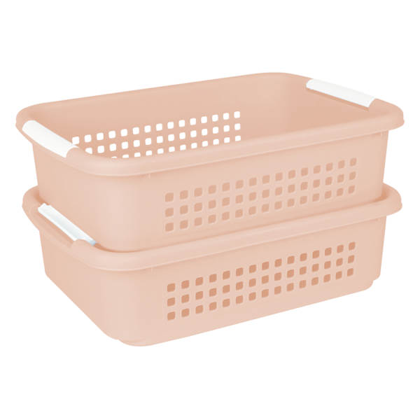 2-Pack Blush Stacked Nest Storage Basket, Large