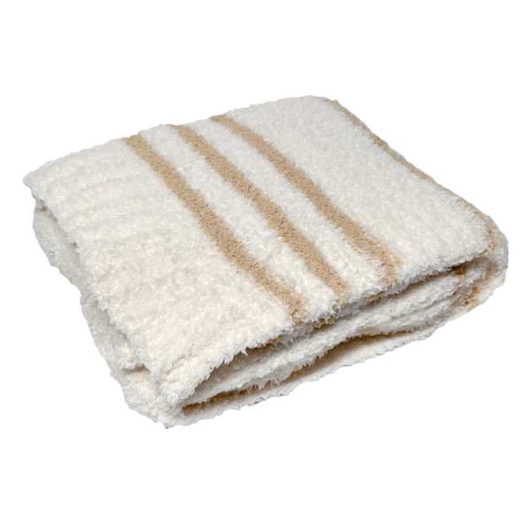 Honeybloom Natural Stripe Cozy Knit Throw Blanket, 50x60