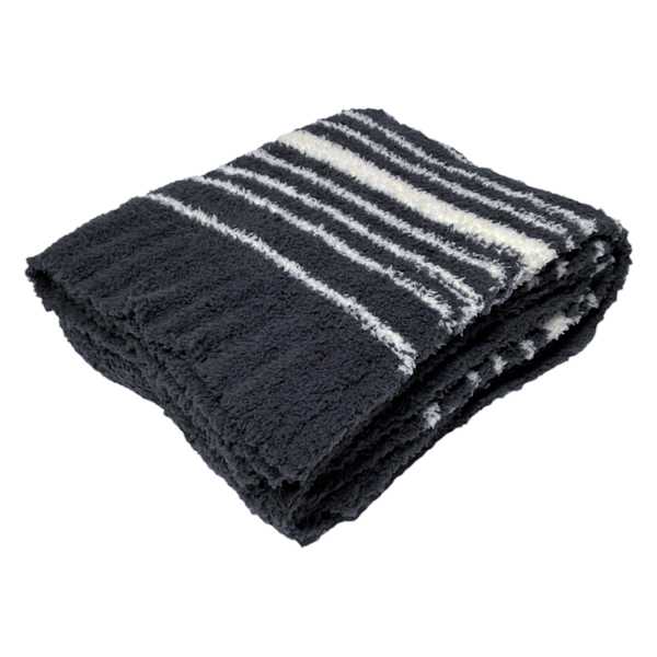 Honeybloom Grey Stripe Cozy Knit Throw Blanket, 50x60