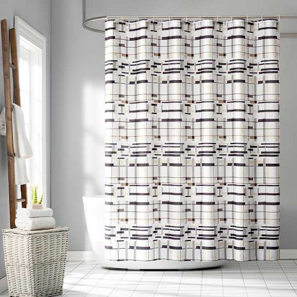 13-Piece Vinton Grey Striped Shower Curtain Set, 70x72