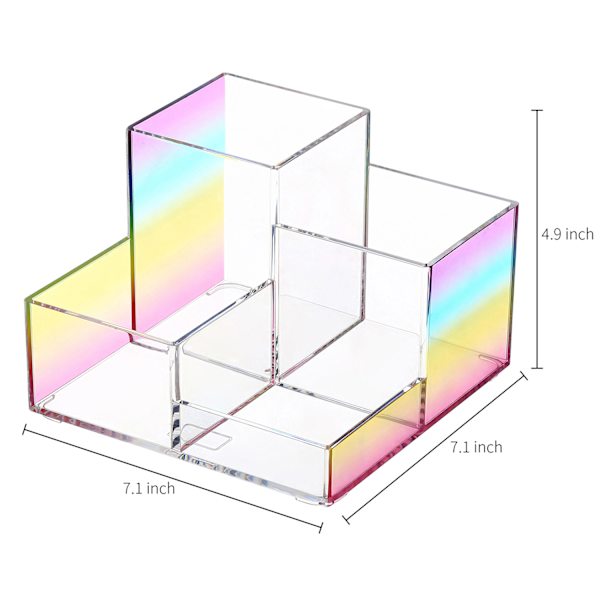 4-Compartment Rainbow Cosmetic Organizer