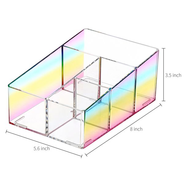 4-Compartment Rainbow Cosmetic Organizer