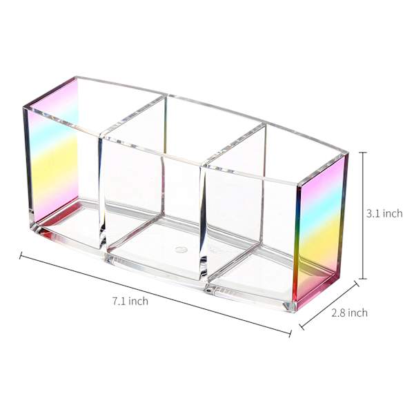 3-Compartment Rainbow Oval Cosmetic Organizer