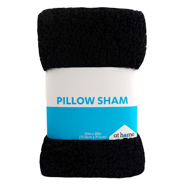 Black Sherpa Pillow Sham, 20x28