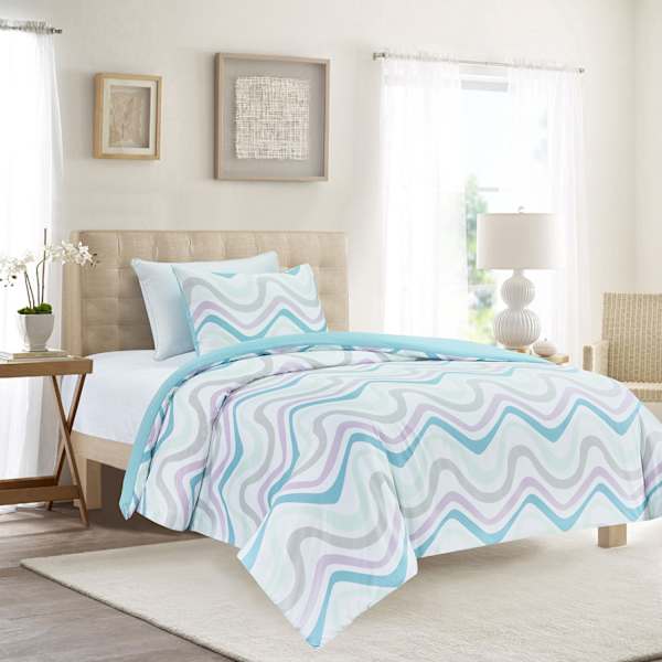 3-Piece Wavy Printed Duvet Set with Insert, Twin/Twin XL