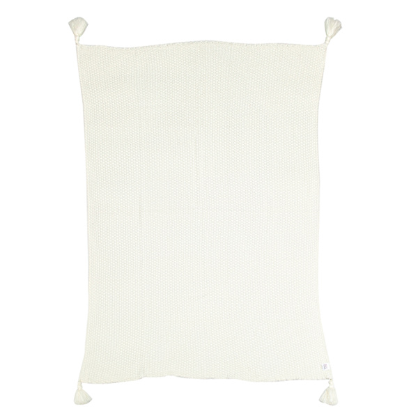 Found & Fable White Woven Throw Blanket with Tassels, 50x60