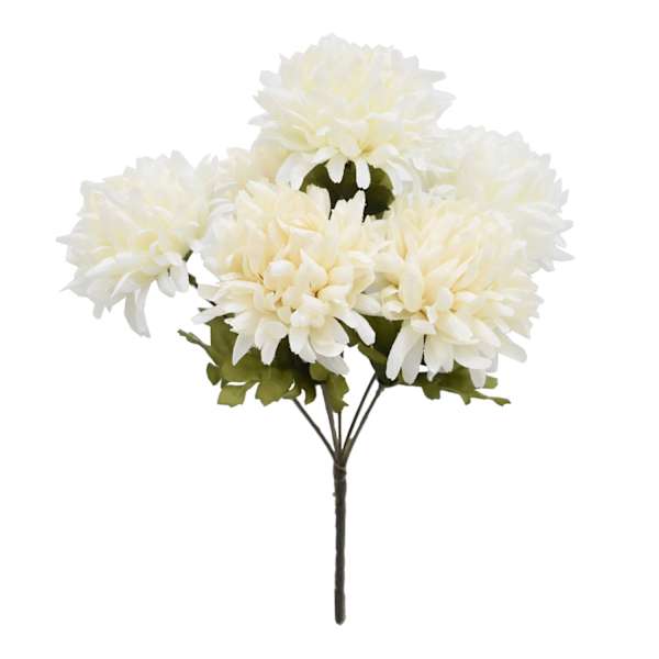 Cream 6-Head Chrysanthemum Floral Bush, 13"