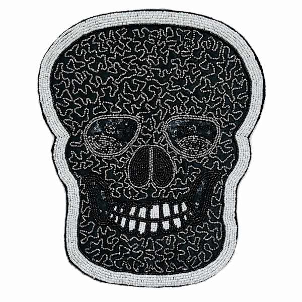 Midnight Shadows Semi-Beaded Skull Placemat, 15x14